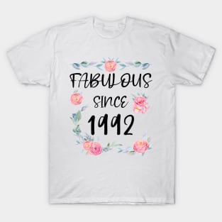 Women 29 Years Old Fabulous Since 1992 Flowers T-Shirt